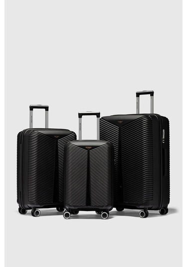 My-pp Bilbao Tekerlekli Kırılmaz Valiz 3'lü Set Bavul Siyah-85