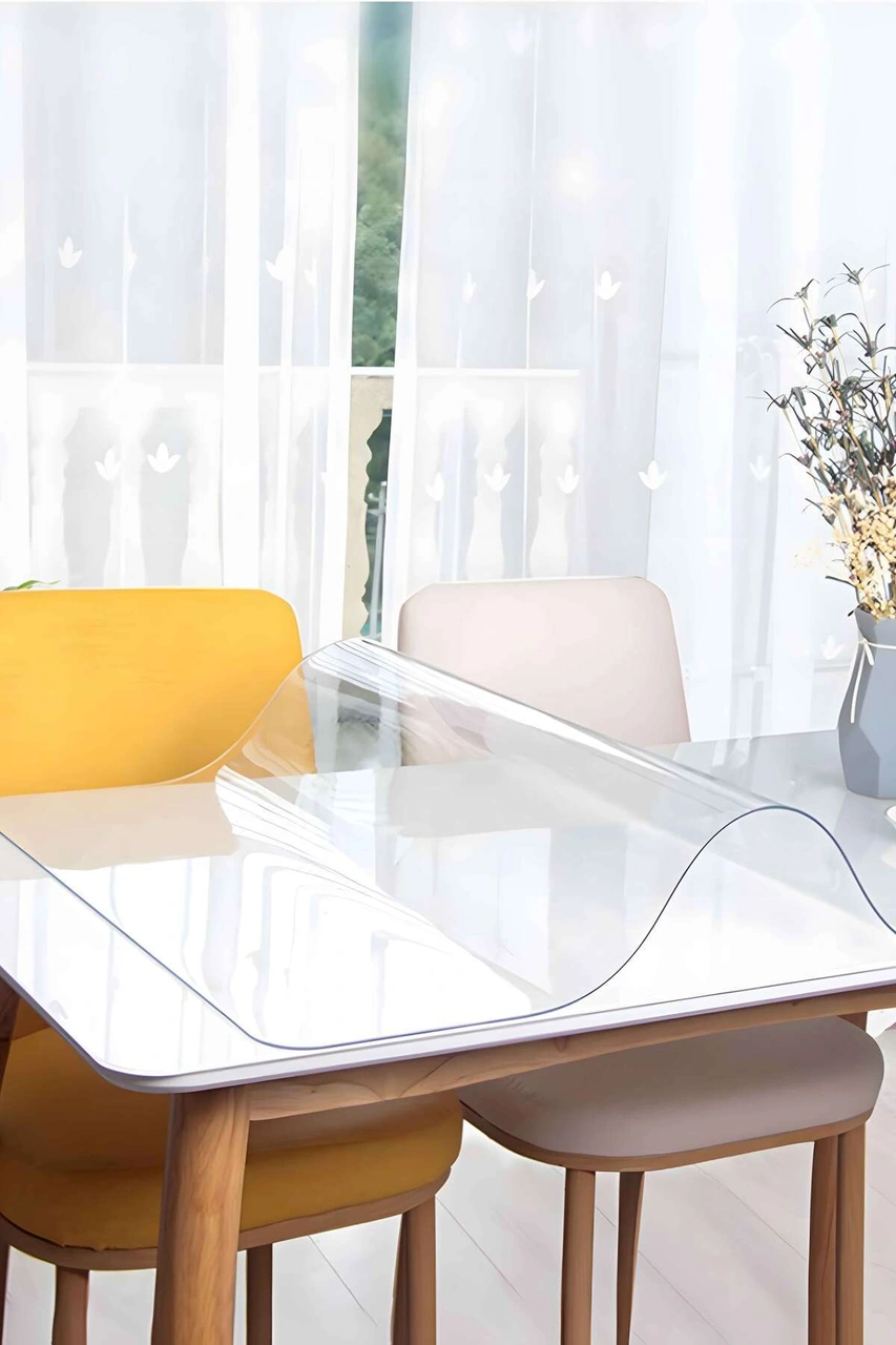 Rona Home Pvc Şeffaf Kalın Masa Örtüsü Kristal Silinebilir Su Geçirmez Masa Koruyucu Mika Masa Örtüsü 1.4mm Şeffaf