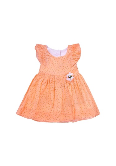 Düğme Detaylı Fırfırlı Puantiyeli Kız Elbise Bipamuk 001