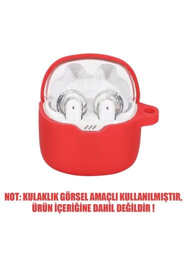 Jbl Tune Flex Uyumlu Silikon Kancalı Kılıf Ürün Kulaklık Değil Kırmızı