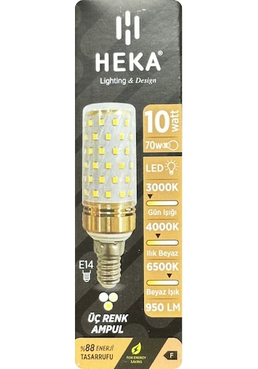 4 Adet Heka 10w 70w Sarı-günışığı-beyaz E14 Duylu Üç Renkli Led Mısır Ampul