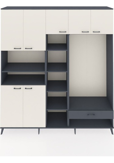 Hyperion Dolap 11 Raflı Tek Çekmeceli 7 Kapaklı 220x44x243 Antrasit-aytaşı/antrasit Aytası/antrasıt Hyperion Dolap 11 Raflı Tek Çekmeceli 7 Kapaklı 220x44x243 Antrasit-aytaşı/antrasit Aytası/antrasıt