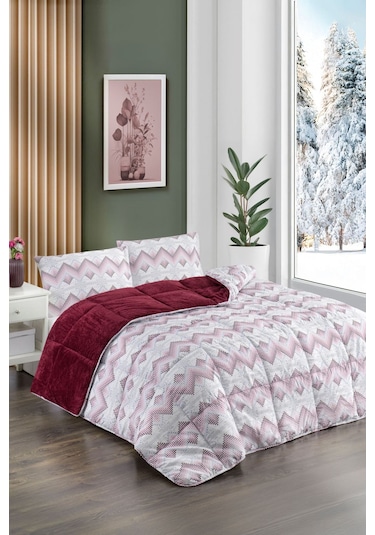 Renkli Desenli Tek Kişilik Yorgan Peluş Çift Taraflı Yastık Kılıflı Çarşafsız 04