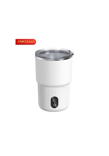 Elmpaly Pancerka Otomatik Karıştırmalı Manyetik Usb Şarjlı Kahve Termosu 316 Sus Beyaz