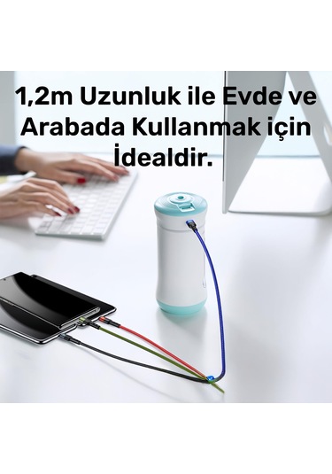 Usams Us-sj317 4in1 2 Lightning 1 Type-c 1 Micro Uçlu 1.2m 2a Örgülü Renkli Şarj Ve Data Kablosu