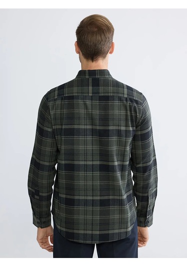 Lc Waikiki Haki Regular Fit Ekose Gabardin Erkek Gömlek