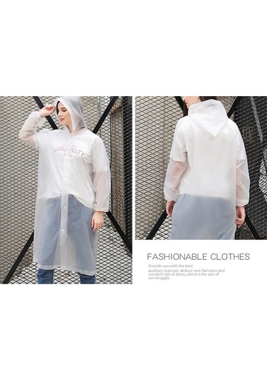 Sones Tek Kullanımlık Peva Çevre Şeffaf Yağmurluk Açık Hava Yürüyüşü Siyam Yağmurluğu Turuncu