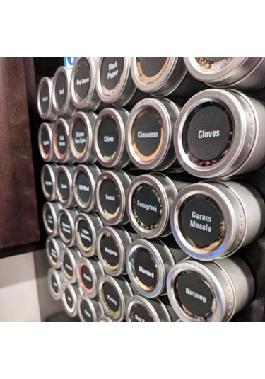 Mufunye Manyetik Şeffaf Paslanmaz Baharat Kavanozu Seti - 12 Parça + 144 Adet Etiket, Mutfak İçin Pratik Ve Güvenilir Çözüm Gümüş