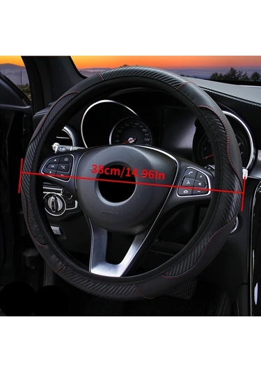 Globalbloom Şarap Kırmızı Evrensel 14.57-14.96inç Anti-kaymalı Nefes Alabilir Direksiyon Kılıfı Şarap Kırmızısı