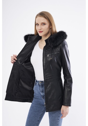 Derinss Dka2332 Hakiki Deri Kadın Siyah Mont 001