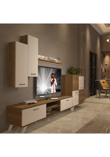 Decoraktiv Eko 6 Mdf Dvd Retro Tv Ünitesi Tv Sehpası Pera - Beyaz