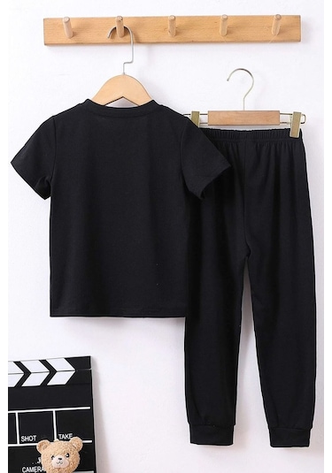 Çocuk Astronot Alt - Üst Eşofman Takımı Siyah
