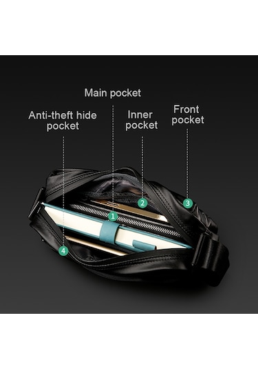 Bange Bg-7670 Erkek Omuz Askılı Crossbody Göğüs Çantası Siyah