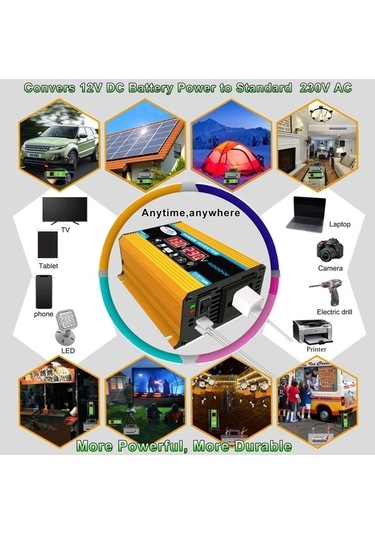 Wondernest Tang Iı Nesil 12v - 220v 4000w Araç İçin Güç Çevirici Invertör Sarı