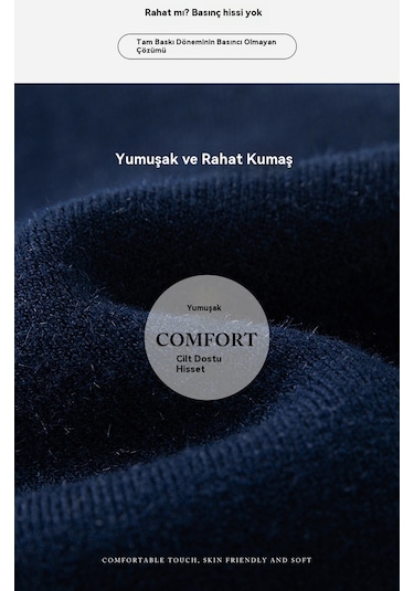 Edwardest 2025 Yeni Kış Erkek Artı Kadife Kalınlaştırılmış Yarım Balıkçı Yaka Kazak Slim Fit Açık Mavi