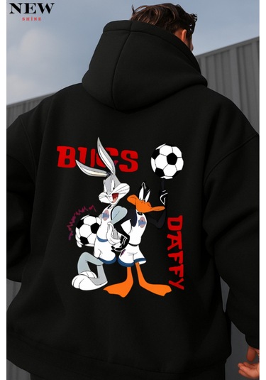 Bugs Daffy Baskılı Sweatshirt Siyah