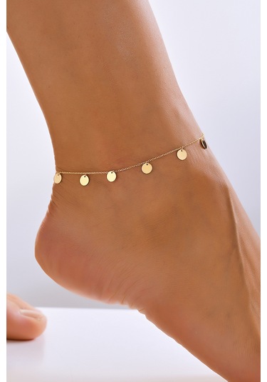 14 Ayar Altın Halhal Pullu Sallantılı Halhal - Mmhlhl-55002 Sarı Altın