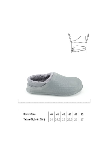 Gezer Erkek Kışlık Eva İçi Peluşlu Sessiz Taban Ev Bahçe Terlik Gt5kmm.15336.00.019.2h Gri