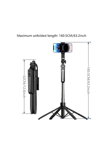 Tysm Joyjadehub 1800mm Kablosuz Selfie Çubuğu Tripod, Bluetooth Uzaktan Kumanda, İos Uyumlu Ve Android Uygun 1pc