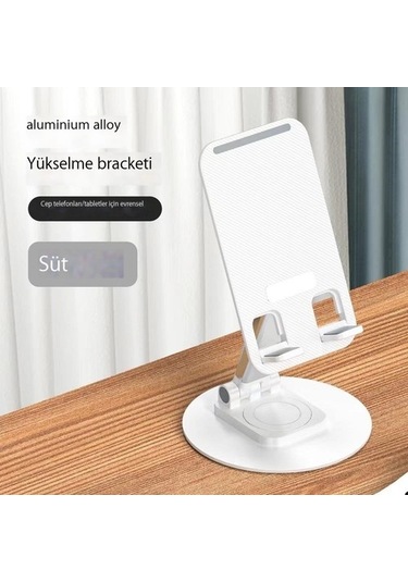 Luckysouk Dönen Alüminyum Alaşımlı Cep Telefonu Tutucusu Masaüstü Tablet Canlı Yayın Cep Telefonu Tutucusu Beyaz Var Direksiyon Nmcjne