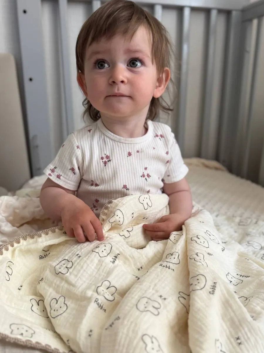 Hannydi Yenidoğanlar İçin Muslin Battaniye, Doğum Yaşı Küçük Bebek Arabası İçin Taburcu Götürücü 419543239 Açık Bej