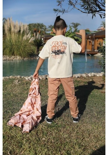 Jack Lions Erkek Çocuk Paçası Lastikli Kargo Cepli Pantolon-7799-camel Camel