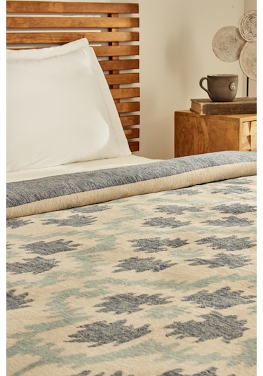 Karaca Home Damask Çift Kişilik Pamuklu Battaniye Lacivert