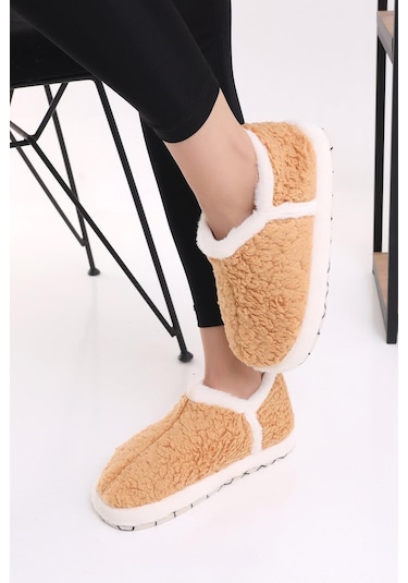 Modafrato Vıola Kadın Panduf Ev Ayakkabısı Ev Botu Taba