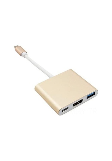 Monyee Altın Tip-c'den Hdmı'ye 3'ü 1 Arayüz 4k Hd Dönüştürücü Ve Usb Genişletici Kablosu