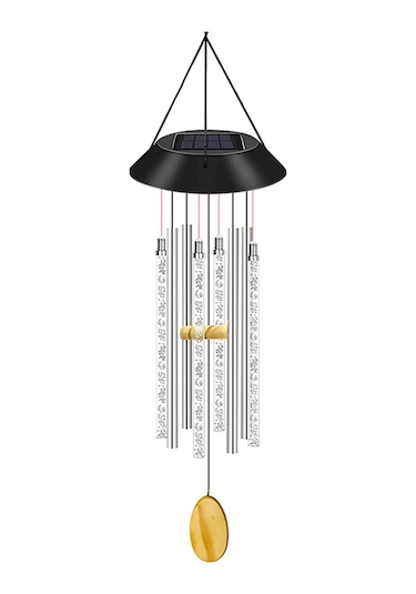 Ximistore9 Güneş Enerjili Bahçe Dekorasyonu İçin Rüzgar Çanı Ve Kabarcık Işık Beyaz