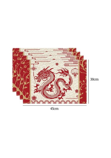 Suntek Çin Yeni Yılı Placemats 4 Adet Yer Kırmızı-beyaz Kırmızı Beyaz Kırmızı - Beyaz