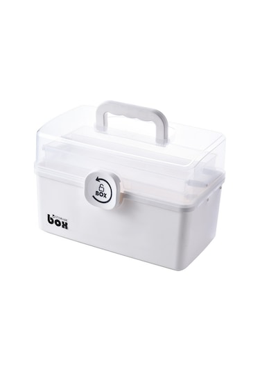 Moveevo Ev İçi Büyük Kapasiteli Çok Katlı Beyaz Orta Boy İlaç Kutusu - Acil Tıp Ve İlaç Saklama Gereci Beyaz