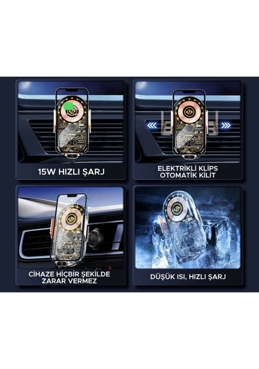 C13 Kablosuz 360 Derece Ayarlanabilir Indüksiyonlu 15w Hızlı Şarj Araç Ve Tutucu