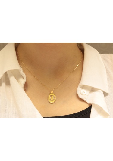 14 Ayar Altın Aynalı Zincirli D Harfi Guler1003076