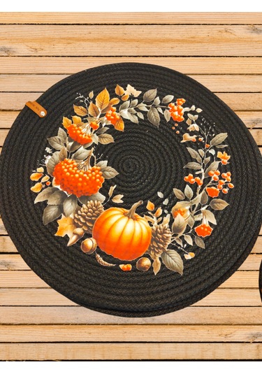 6 Kişilik 12 Parça Amerikan Servis, Hasır Supla Takımı, Tabak Alt Siyah