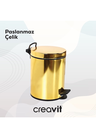 Creavit Çöp Kovası 12 Lt Pedallı Altın