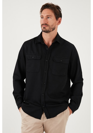 Buratti Pamuklu Çift Cepli Regular Fit Erkek Gömlek Cf25W128858 Siyah