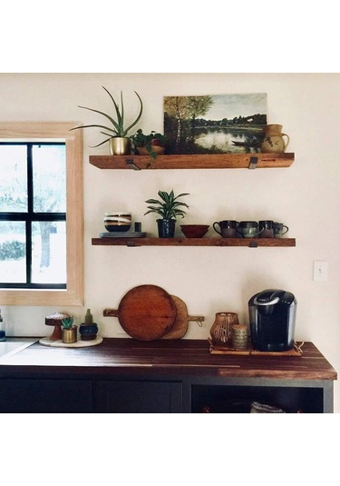 Homyl 2x Raf Aparatı Rustik Metal Vidalı Duvara Monte 15cm Siyah