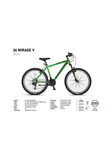 Ümit 2665 Mırage M 14 V 21 Shımano Lime 26 J 357h Dağ Bisikleti M