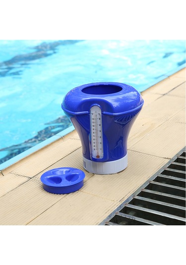 Teltree Mavi Pvc Havuz Dispenseri, Termometreli 0-50 C, Kimyasal Kontrol, Çocuk Güvenli Kapağı, Akvaryum/havuz/uzun Kullanim Süresi