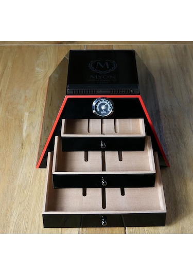 Myon Paris Pyramid Humidor Puro Kutusu Mat Siyah 50's