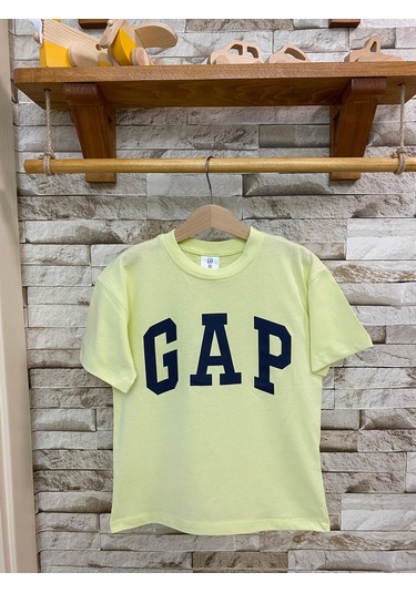 Aysbebe Baskılı Fırçalı Kumaş Çocuk Tişört SARI