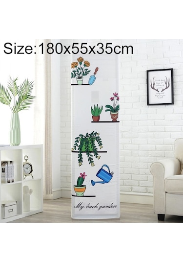 Sones Basit Dikey Dolap Tipi Her Şey Dahil Klima Kumaş Toz Kapağı, Boyut: 180x55x35cm, Stil: Yeşil Bitki