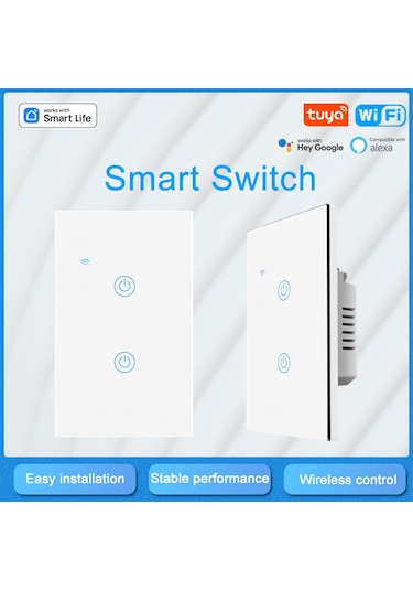 Teltree Akıllı Dokunmatik Cam Anahtar Panel - Led Göstergeli, Wifi Bağlantılı, Yx-ws002a Model, 2 Yollu Tuya Wifi