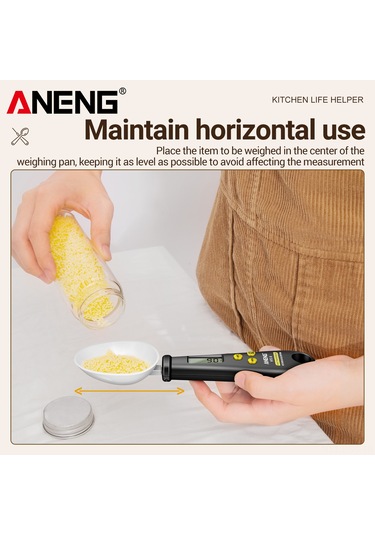 Springsun Aneng Htc-6 Dijital Ölçü Kaşığı Ve Mutfak Termometresi - 200g/0.1g Hassasiyet, Lcd Ekran, Cr2032 Pil Pil İle Gönderim , Siyah