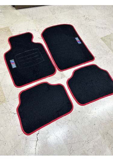 Bmw E30 E36 E46 E90 E92 F30 G20 M Logo Kırmızı Dikiş Halı Paspas