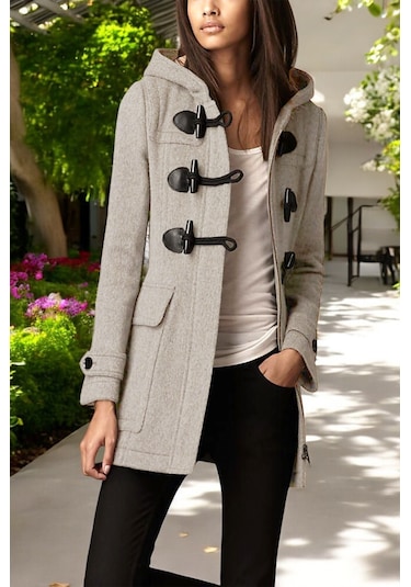 Kışlık Şık Kaşmir Kaşe Kadın Kaban Füme