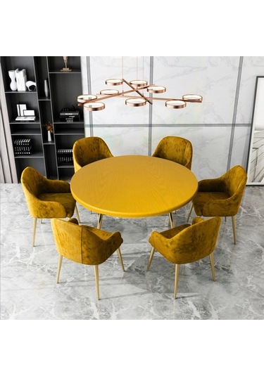 Trendooze Homyl Yuvarlak Masa Örtüsü 27,5-33,5 Inç Sarı Sarı Yemek Masası Evinize Konforlu Hava Sarı