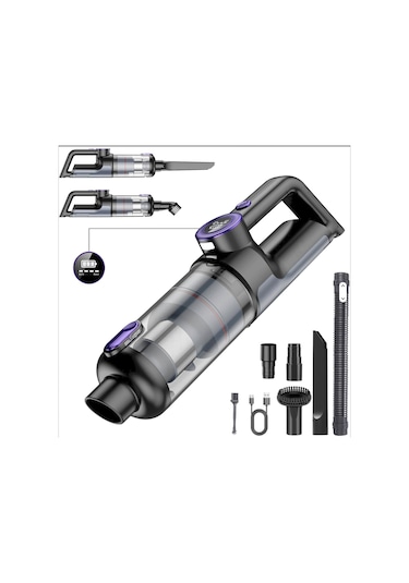 Turbo Digital 120w Ultra Emiş Araç Ev Araba Süpürgesi Çok Uzun Şarj Süresi Turbo Çift Motor