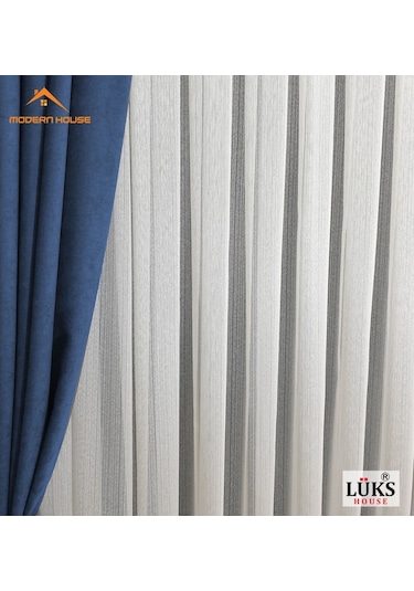 Lüks Ince Çizgili Tül Perde Yüksek Kalite- Modern House -